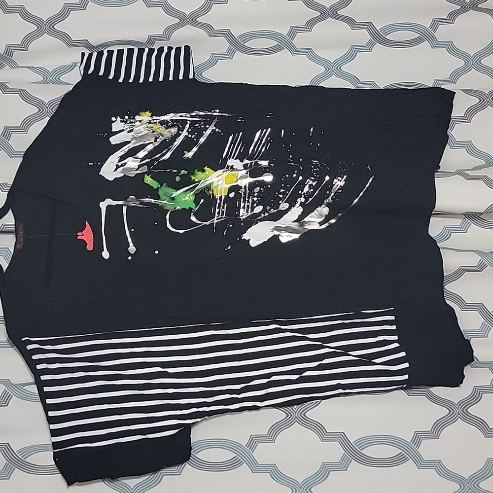 Oversize tunic with abstract multicolor print size 3X